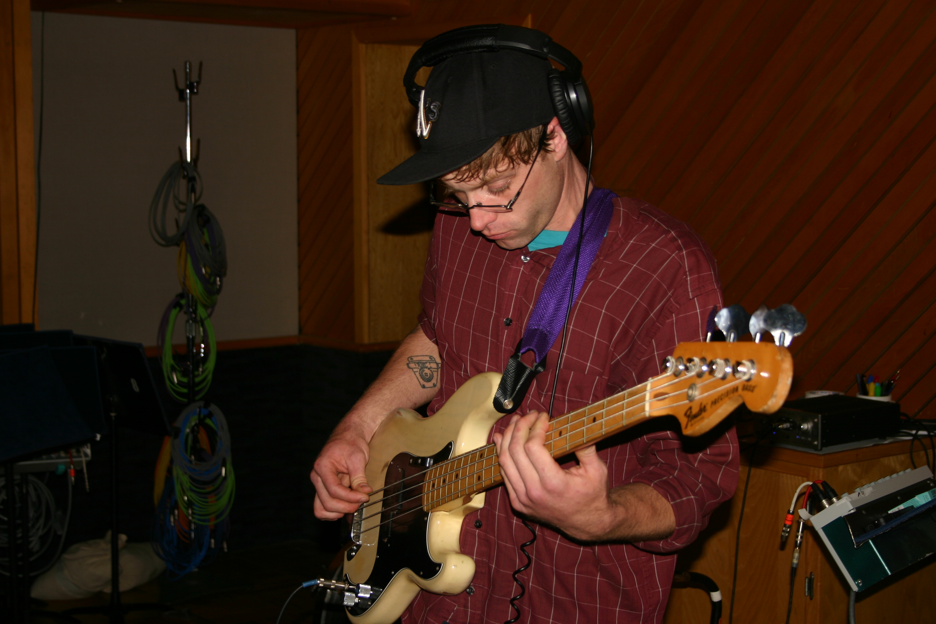 Matt Montgomery playing a bass with Throttle Elevator Music.