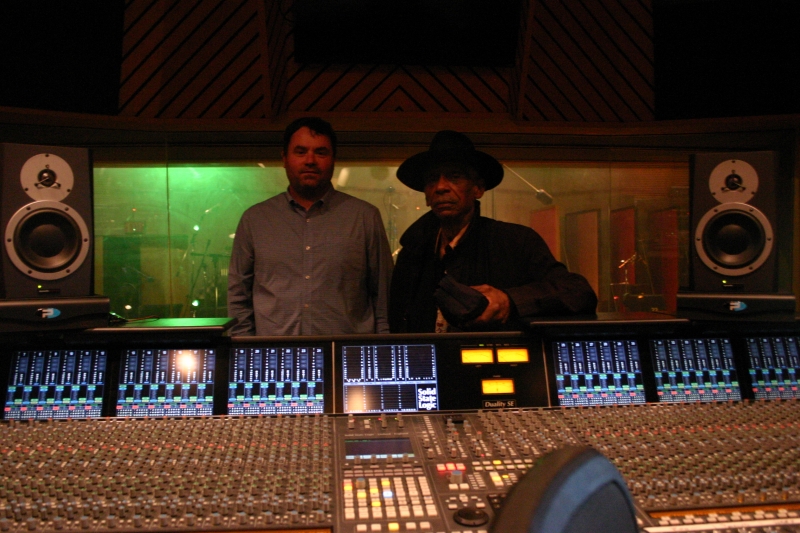 Gregory Howe and Roscoe Mitchell in the Wide Hive sound room.