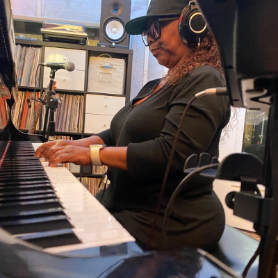 Patrice Rushen playing piano at Wide Hive Studios.