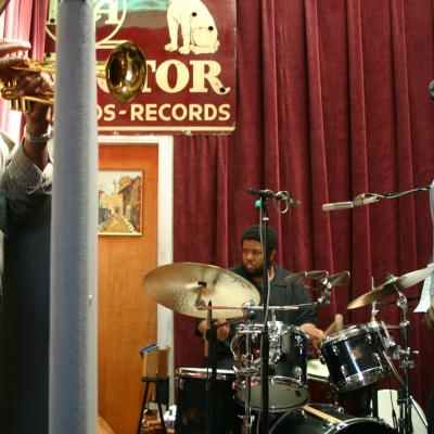 Hugh Ragin (left) with Tyshawn Sorey (middle) and Roscoe Mitchell (right).